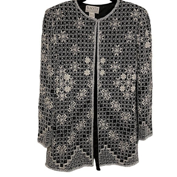 Oleg Cassini Black Tie Women's Party Wedding Formal Jacket Size Medium - Picture 1 of 9